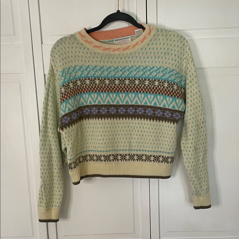 Vintage I.V.Y Fair Isle Patterned Knit Sweater